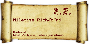 Miletits Richárd névjegykártya